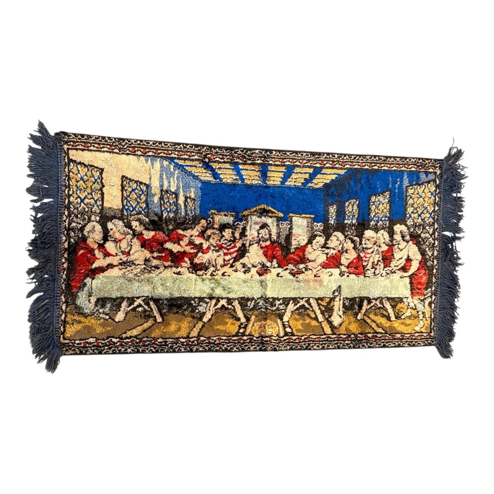 The Last Super Elegant Velvet Tapestry Wall Hanging Blue Red Accents Vintage